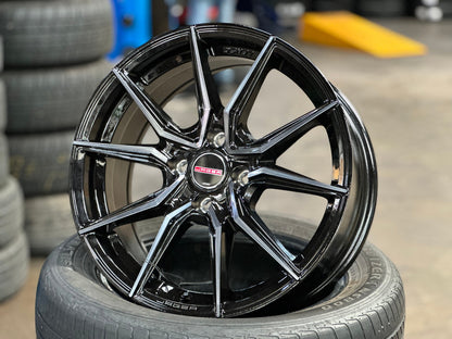 New 15X7 ET35 Lenso Jager Java Rim (4 wheel) Gloss Black 4X100