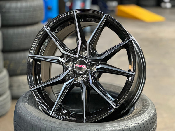 New 15X7 ET35 Lenso Jager Java Rim (4 wheel) Gloss Black 4X100