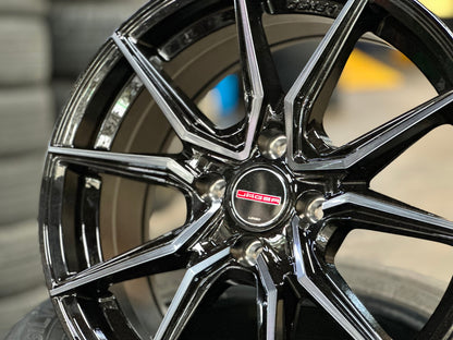New 15X7 ET35 Lenso Jager Java Rim (4 wheel) Gloss Black 4X100