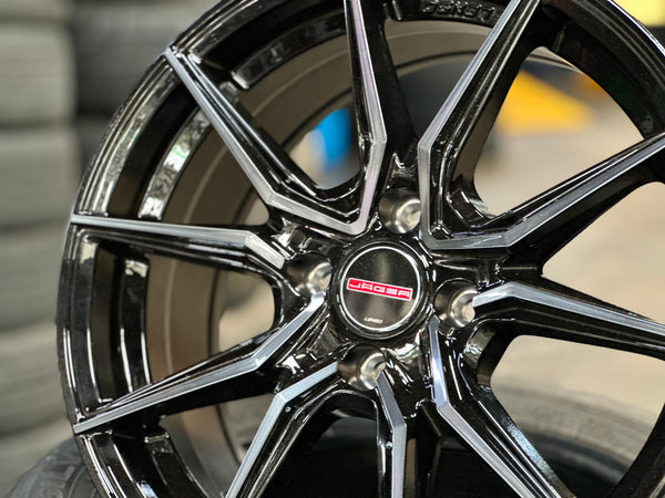 New 15X7 ET35 Lenso Jager Java Rim (4 wheel) Gloss Black 4X100