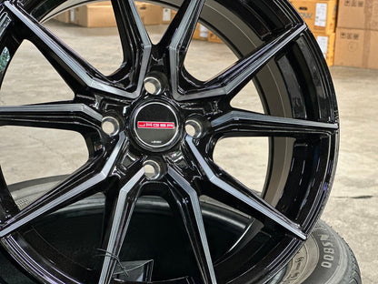 New 15X7 ET35 Lenso Jager Java Rim (4 wheel) Gloss Black 4X100