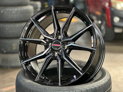 New 17X7.5 ET38 Lenso Jager Java Rim (4 wheel) Gloss Black 4X100