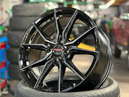 New 17X7.5 ET38 Lenso Jager Java Rim (4 wheel) Gloss Black 4X100