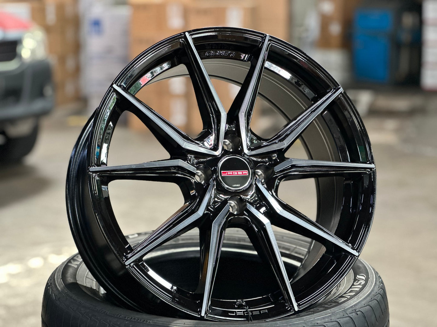 New 17X7.5 ET38 Lenso Jager Java Rim (4 wheel) Gloss Black 4X100