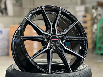 New 17X7.5 ET38 Lenso Jager Java Rim (4 wheel) Gloss Black 4X100