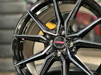 New 17X7.5 ET38 Lenso Jager Java Rim (4 wheel) Gloss Black 4X100