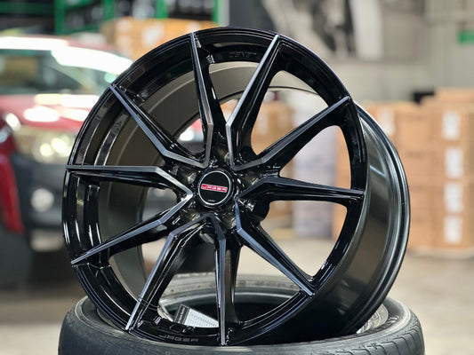 New 18X8.5 ET35 Lenso Jager Java Rim (4 wheel) Gloss Black 5X114.3