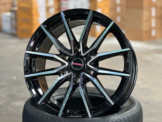 New 18X8.5 ET40 Lenso Jager Onix Rim (4 wheel) Gloss Black PF 6X139.7