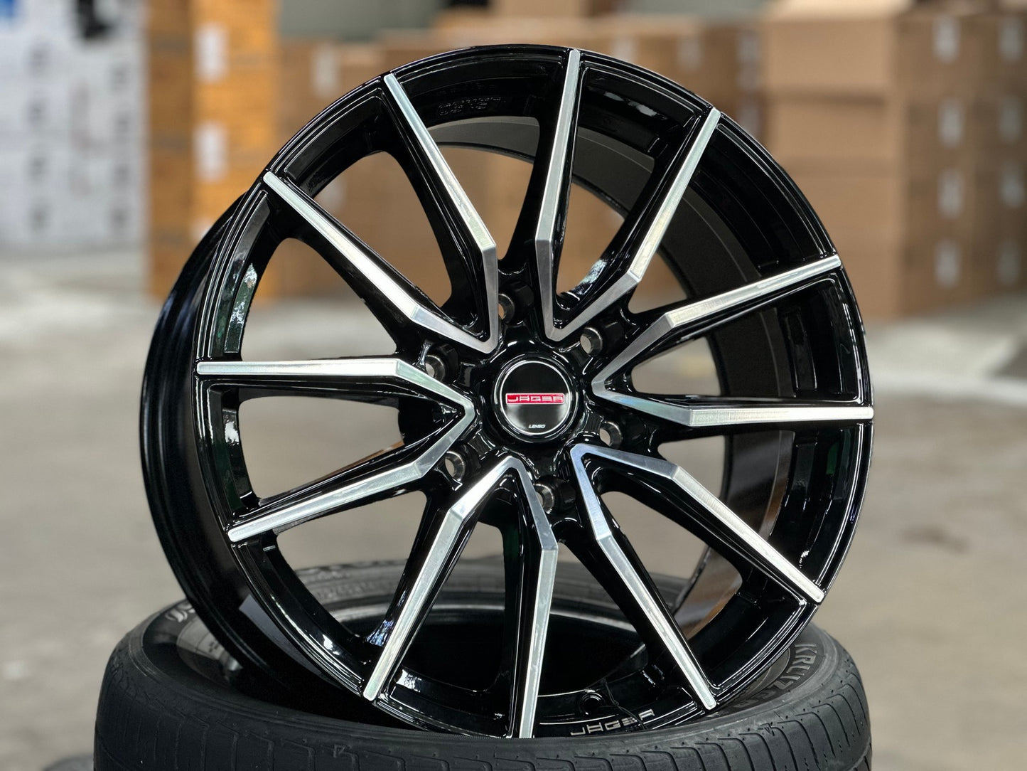 New 18X8.5 ET40 Lenso Jager Onix Rim (4 wheel) Gloss Black PF 6X139.7