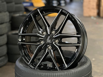 New 17X7 ET40 Lenso Jager Quinta Rim (4 wheel) Gloss Black 5X114.3