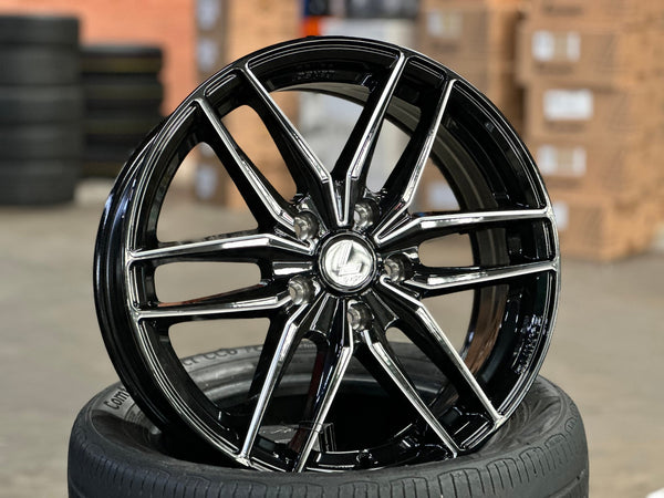 New 17X7 ET40 Lenso Jager Quinta Rim (4 wheel) Gloss Black 5X114.3