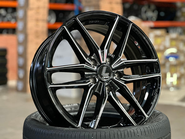 New 17X7 ET40 Lenso Jager Quinta Rim (4 wheel) Gloss Black 5X114.3