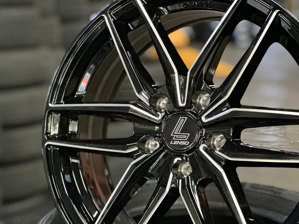 New 17X7 ET40 Lenso Jager Quinta Rim (4 wheel) Gloss Black 5X114.3