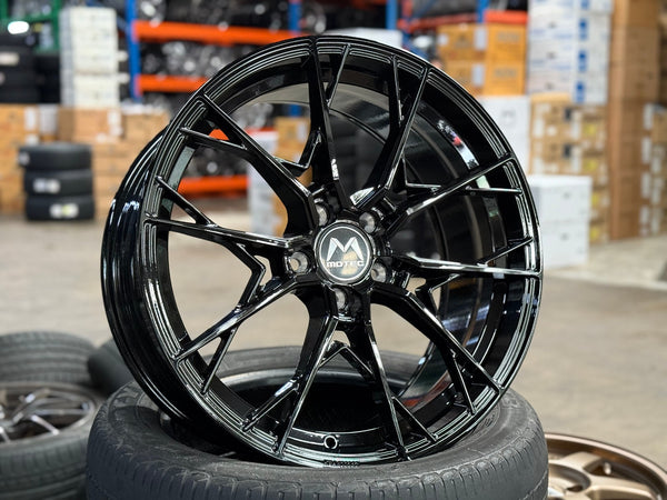 New 19X8.5 ET43 Motec MCR7 Rim (4 wheel) Gloss Black 5X112