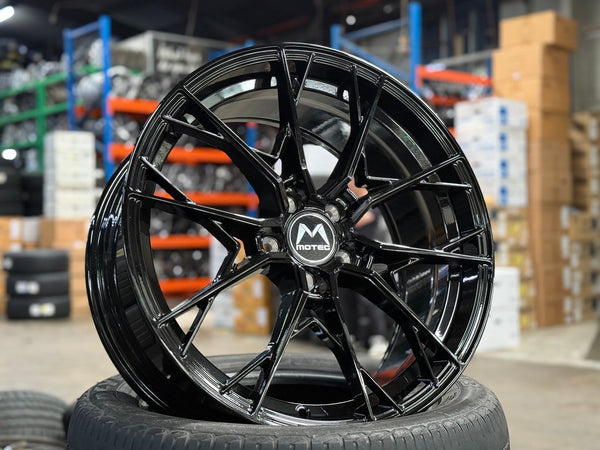 New 19X8.5 ET43 Motec MCR7 Rim (4 wheel) Gloss Black 5X112