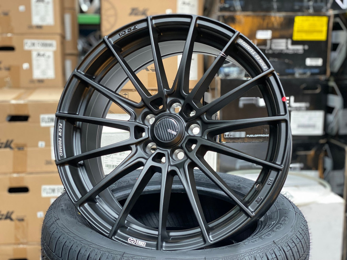 New 17X7.5 ET45 Enkei FC01 Rim (4 wheel) Matt Black 5X100