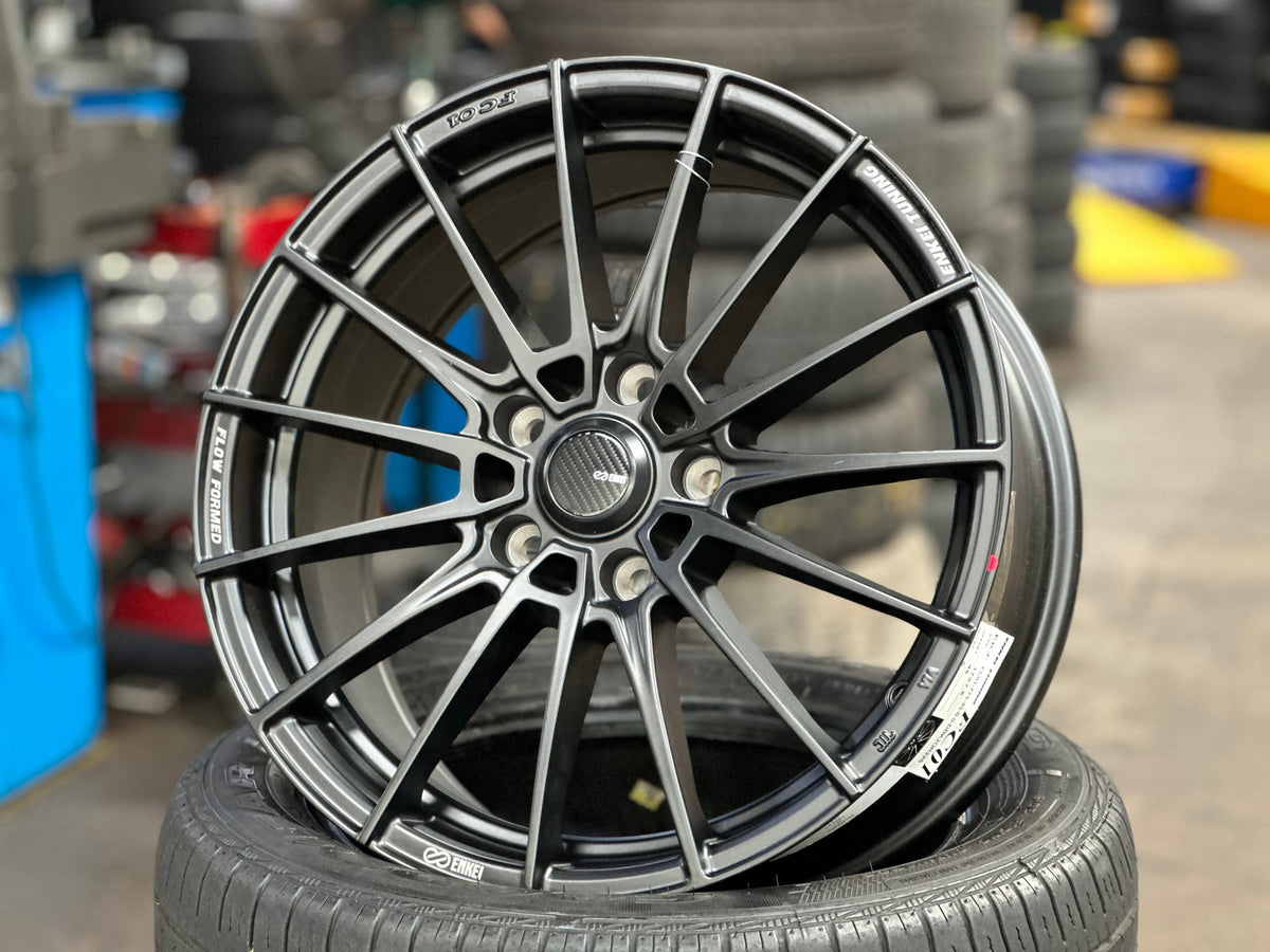 New 17X7.5 ET45 Enkei FC01 Rim (4 wheel) Matt Black 5X114.3