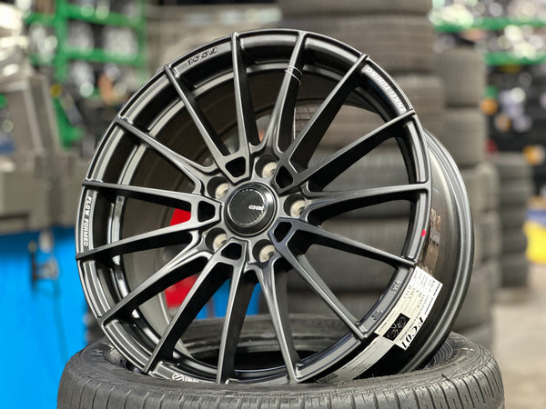 New 17X7.5 ET45 Enkei FC01 Rim (4 wheel) Matt Black 5X114.3