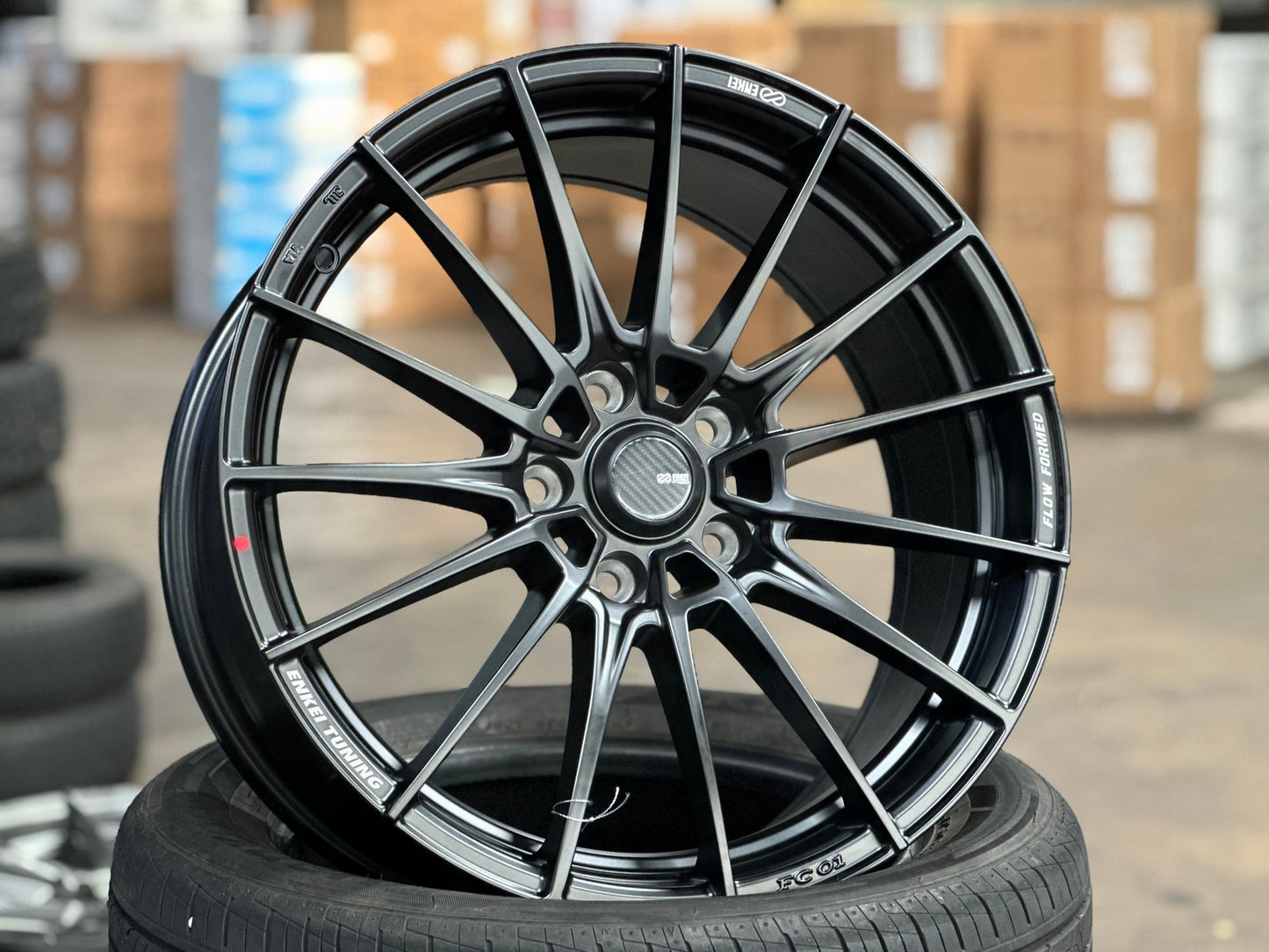 New 18X8 ET45 Enkei FC01 Rim (4 wheel) Matt Black 5X114.3