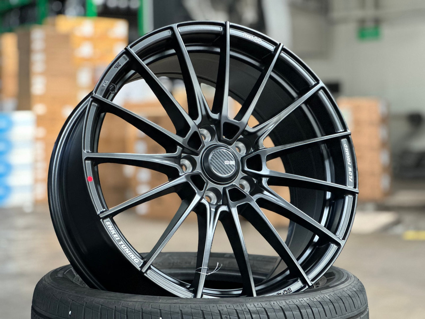 New 18X8 ET45 Enkei FC01 Rim (4 wheel) Matt Black 5X114.3