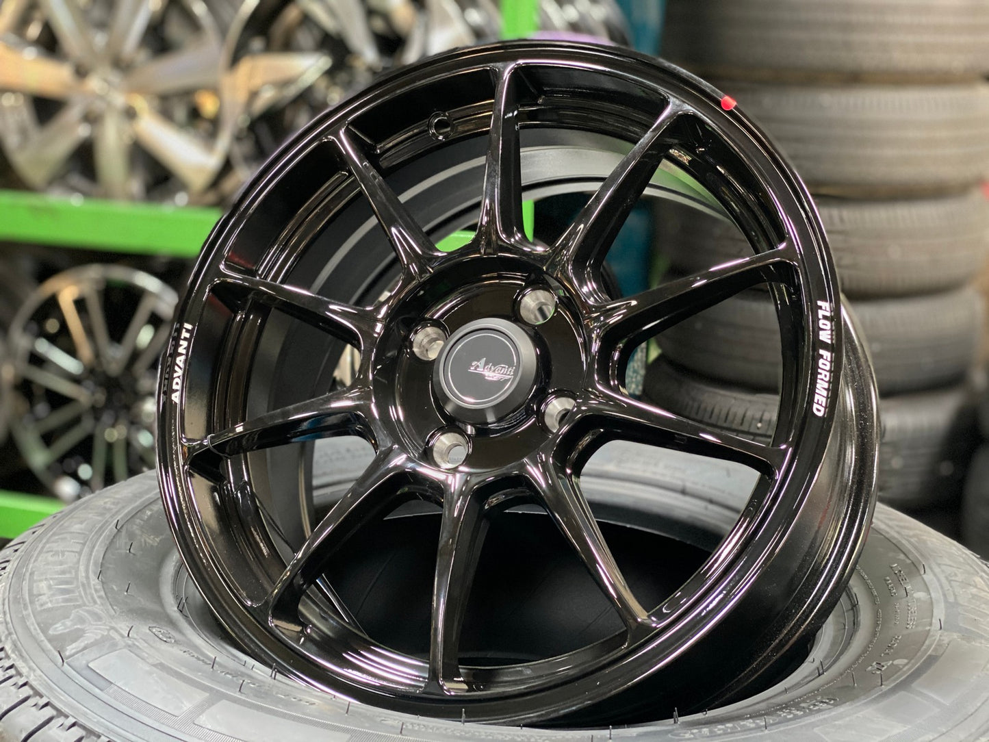New 15X6.5 ET42 Advanti Aria Rim (4 wheel) Gloss Black 4X100