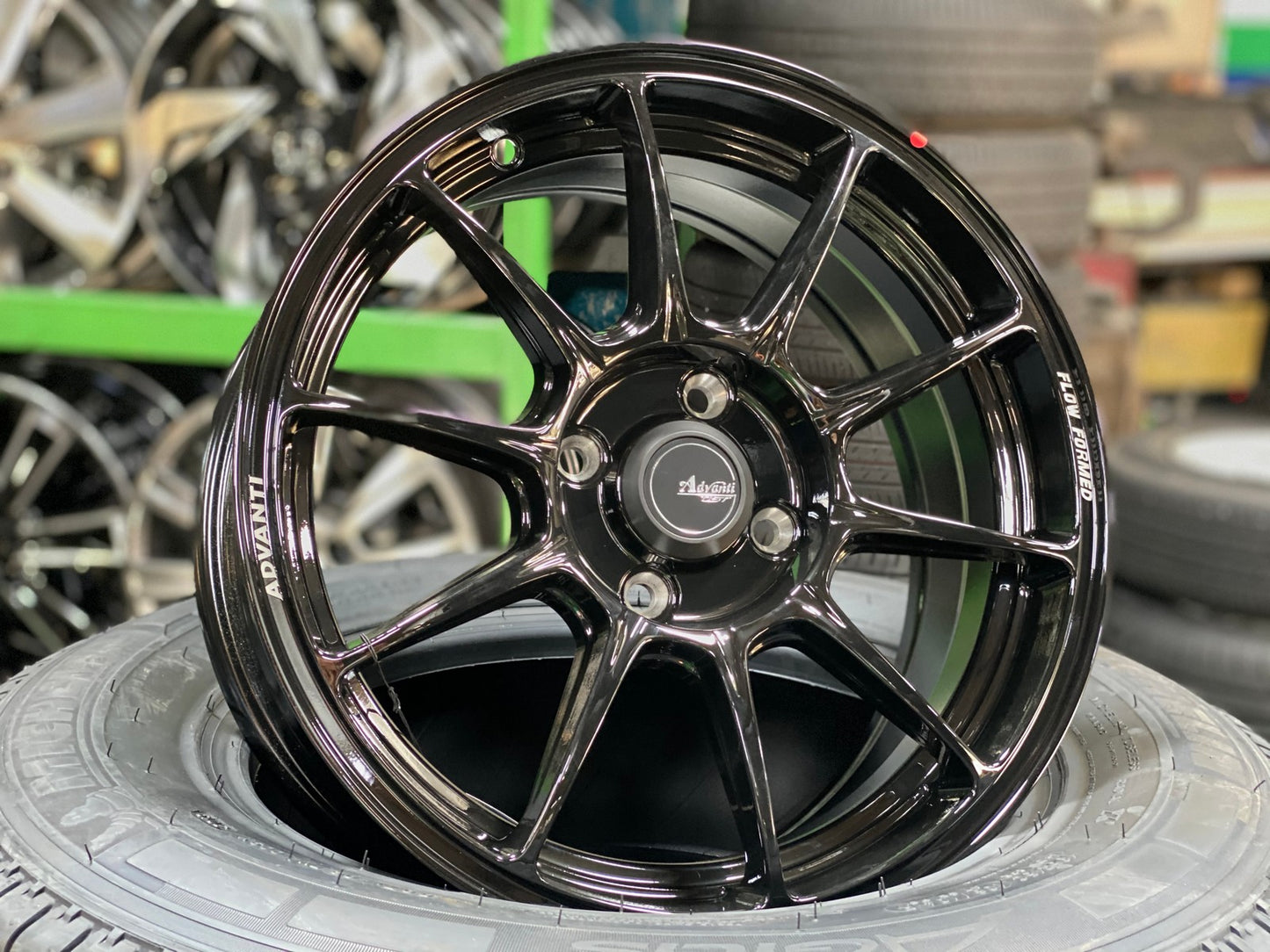 New 15X6.5 ET42 Advanti Aria Rim (4 wheel) Gloss Black 4X100