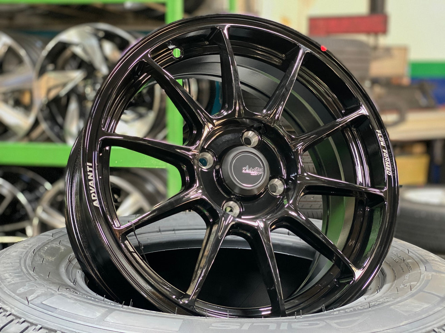 New 15X6.5 ET42 Advanti Aria Rim (4 wheel) Gloss Black 4X100