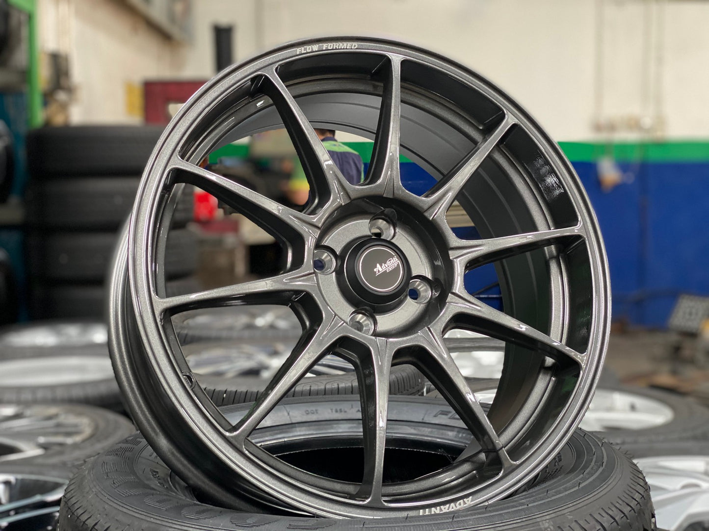 New 17X7 ET40 Advanti Aria Rim (4 wheel) Gloss Gunmetal 4X100