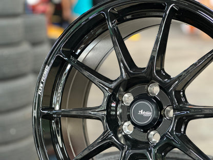 New 17X8 ET35 Advanti Aria Rim (4 wheel) Gloss Black 5X100