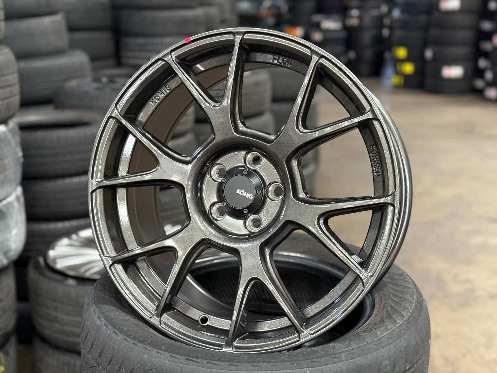 New 17X8 ET40 Konig Ampliform Rim (4 wheel) Gloss Gunmetal 5X100 – King ...