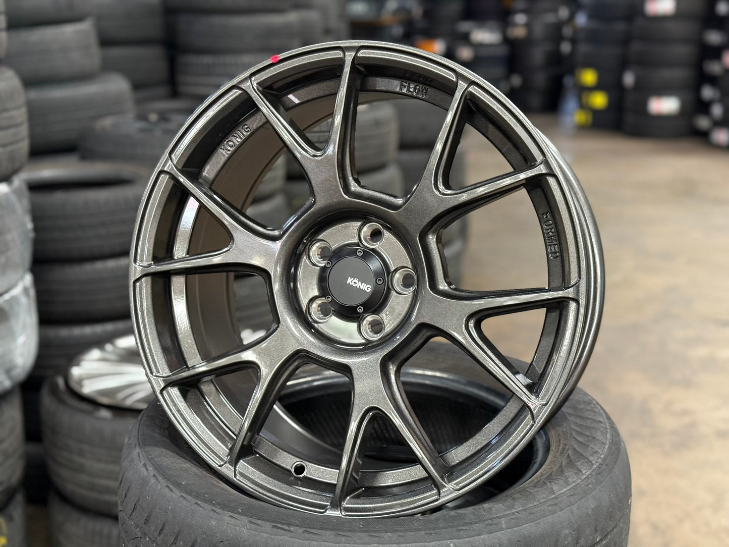 New 17X8 ET40 Konig Ampliform Rim (4 wheel) Gloss Gunmetal 5X100