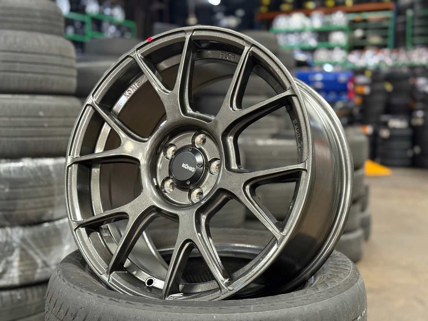 New 17X8 ET40 Konig Ampliform Rim (4 wheel) Gloss Gunmetal 5X100