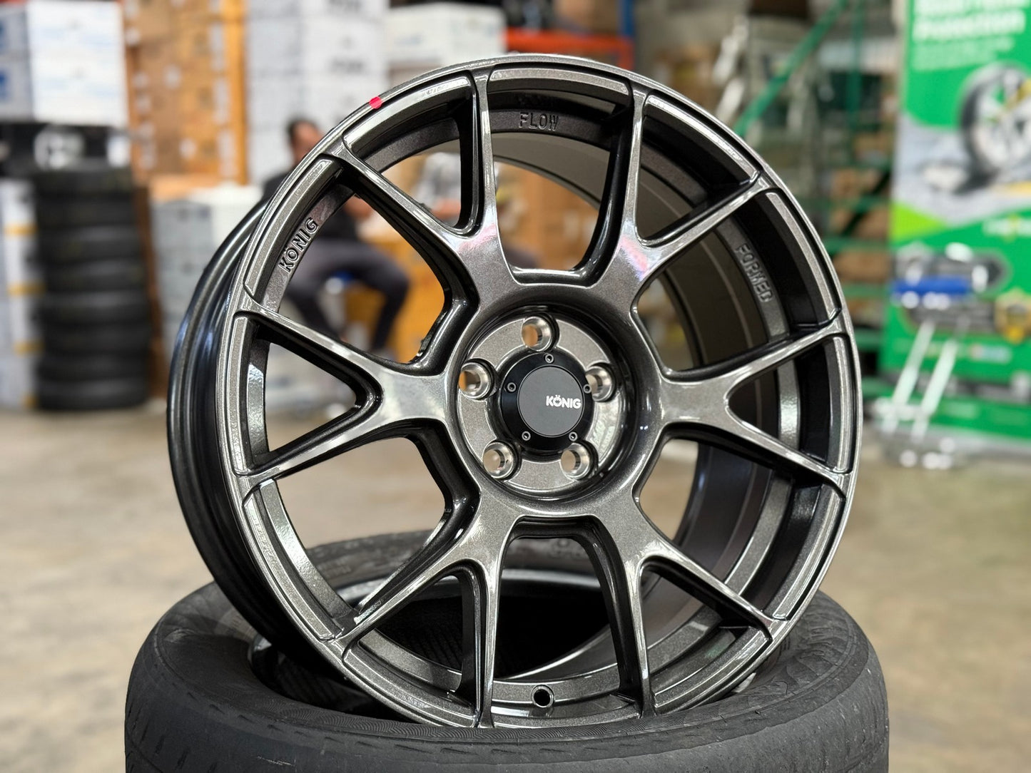 New 17X8 ET40 Konig Ampliform Rim (4 wheel) Gloss Gunmetal 5X100