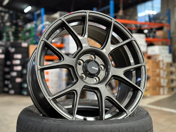 New 17X8 ET40 Konig Ampliform Rim (4 wheel) Gloss Gunmetal 5X100