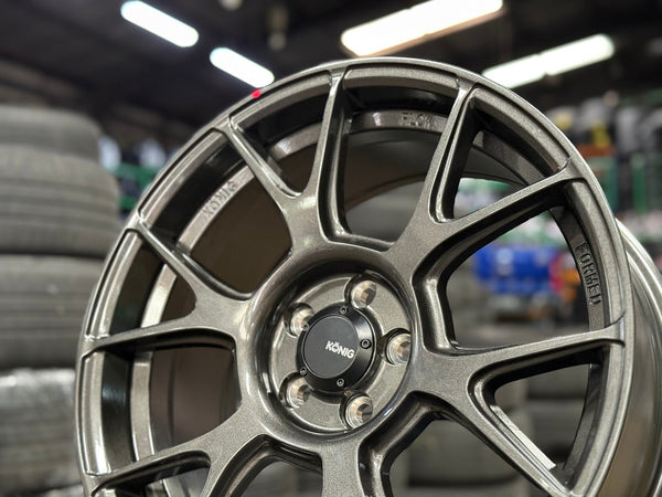 New 17X8 ET40 Konig Ampliform Rim (4 wheel) Gloss Gunmetal 5X100