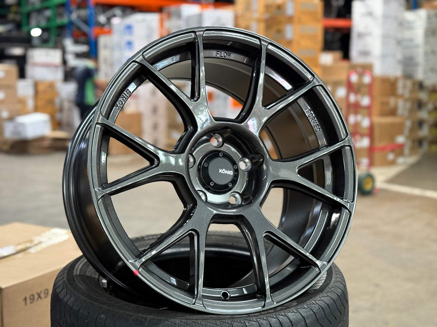 New 18X9.5 ET35 Konig Ampliform Rim (4 wheel) Gloss Gunmetal 5X120