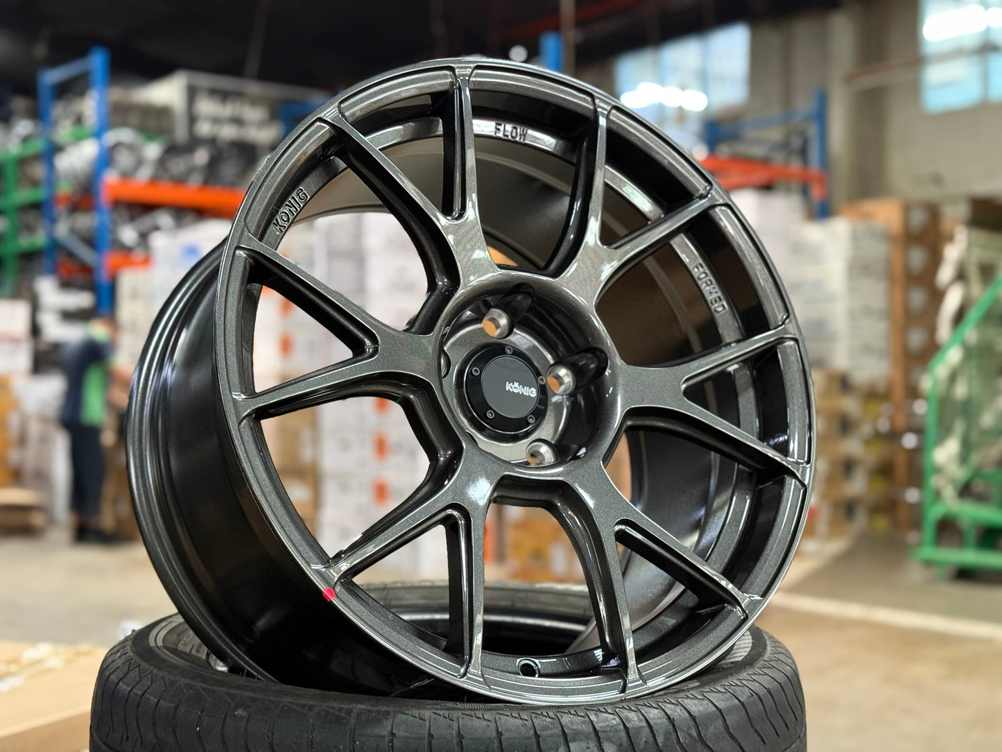 New 18X9.5 ET35 Konig Ampliform Rim (4 wheel) Gloss Gunmetal 5X120