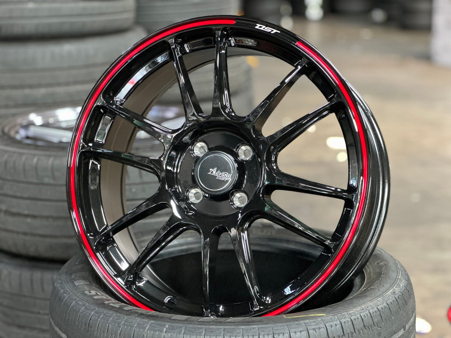 New 17X7 ET40 Advanti Ameros Rim (4 wheel) Gloss Black 4X100