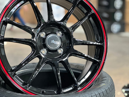 New 17X7 ET40 Advanti Ameros Rim (4 wheel) Gloss Black 4X100