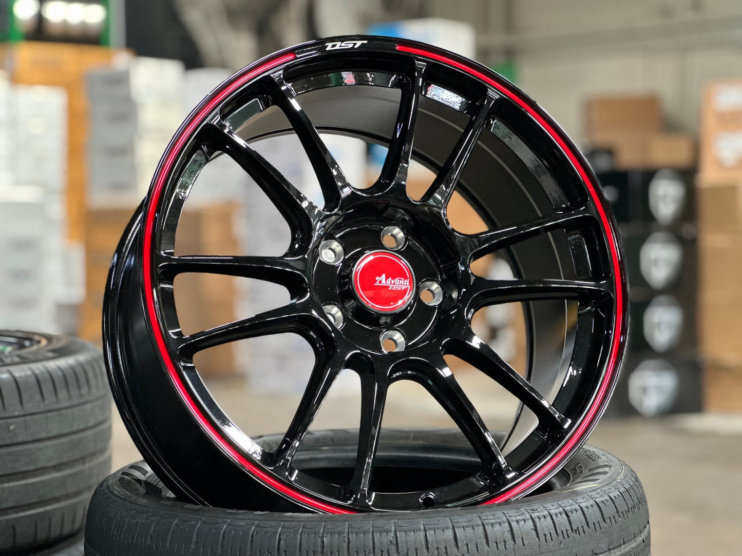 New 18X8.5 ET42 Advanti Ameros Rim (4 wheel) Gloss Black 5X114.3
