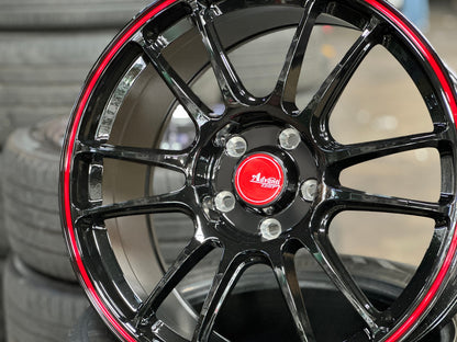 New 18X8.5 ET42 Advanti Ameros Rim (4 wheel) Gloss Black 5X114.3