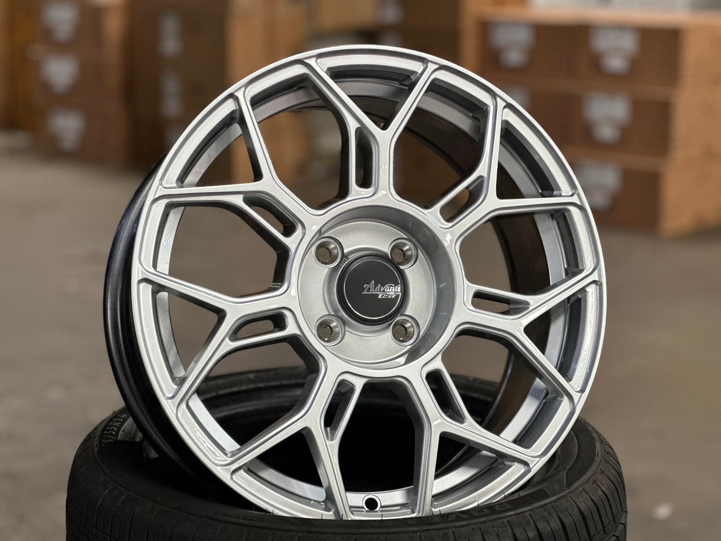 New 16X7 ET40 Advanti Asphalt Rim (4 wheel) Gloss Silver 4X100