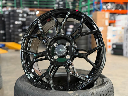 New 17X7 ET40 Advanti Asphalt Rim (4 wheel) Gloss Black 4X100