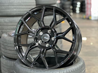 New 18X8.5 ET40 Advanti Asphalt Rim (4 wheel) Gloss Black 5X114.3
