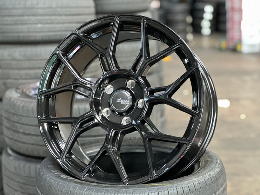 New 18X8.5 ET40 Advanti Asphalt Rim (4 wheel) Gloss Black 5X114.3