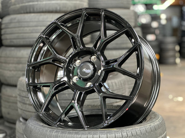New 18X8.5 ET40 Advanti Asphalt Rim (4 wheel) Gloss Black 5X114.3