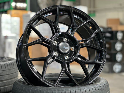New 18X8.5 ET40 Advanti Asphalt Rim (4 wheel) Gloss Black 5X114.3