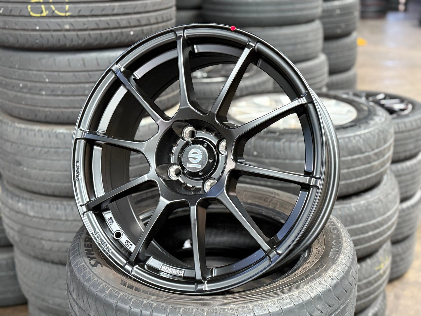 New 17X7 ET25 Sparco Assetto GaraRim (4 wheel) Matt Black 4X108