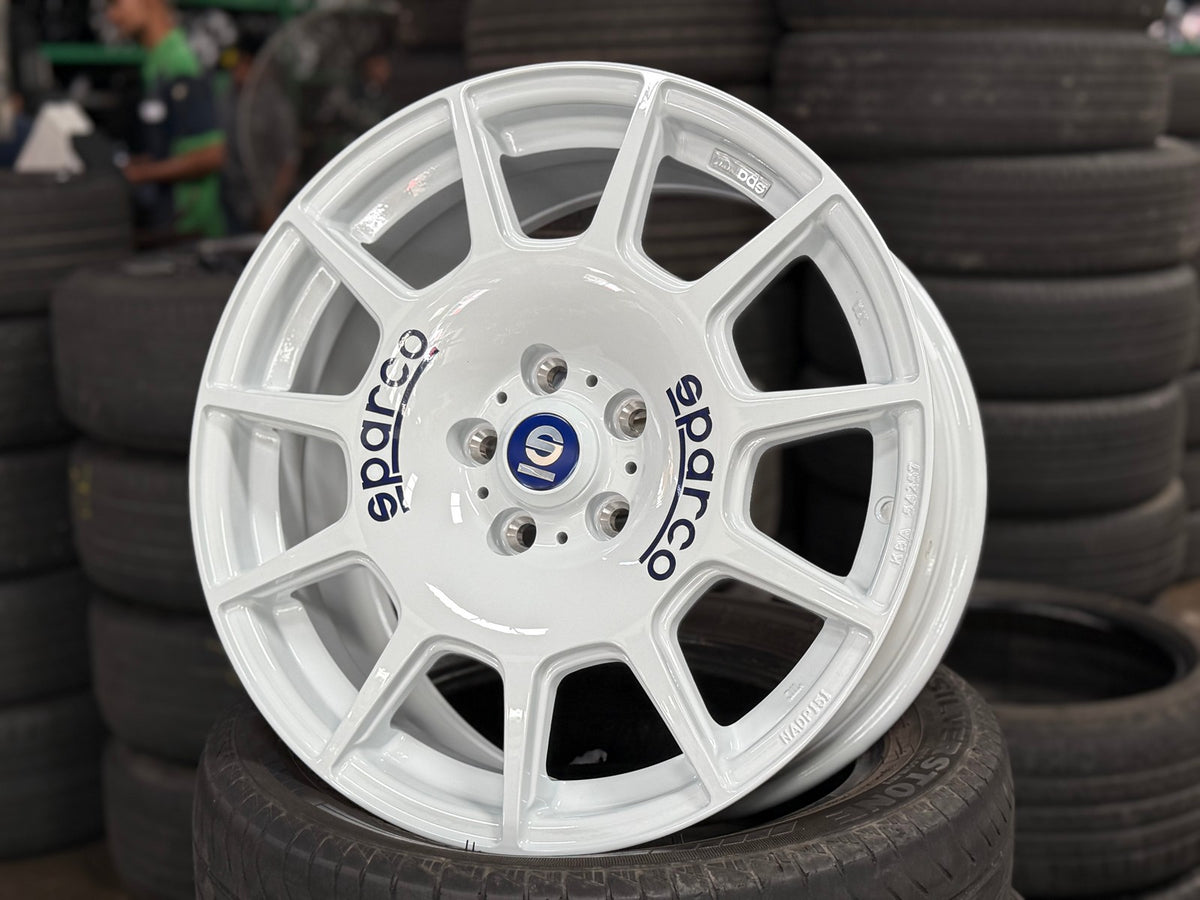 New 18X8 ET45 Sparco Terra Rim (4 wheel) Gloss White 5X112