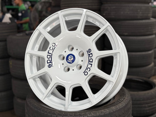 New 18X8 ET45 Sparco Terra Rim (4 wheel) Gloss White 5X112